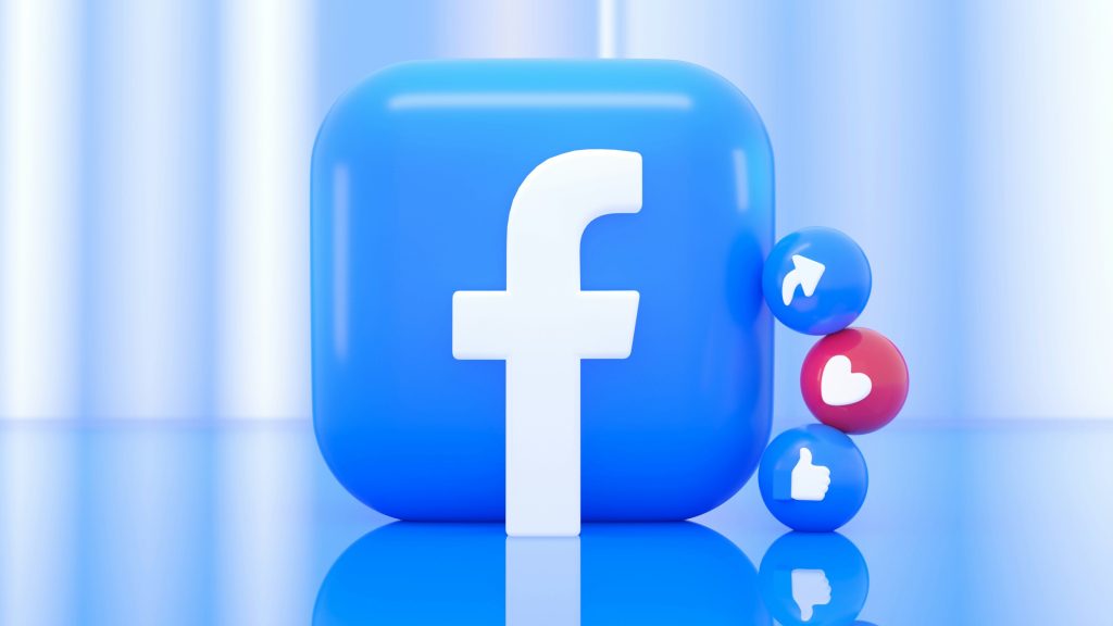 logo 3D facebook sur fond bleu