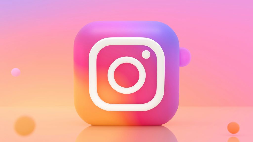 logo 3d instagram fond rose